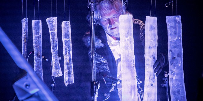Ice Music - Terje Isungset performs on stage.