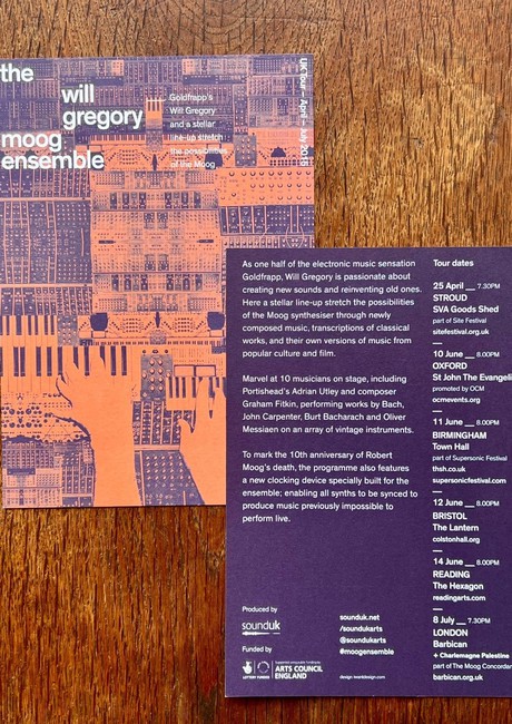 Will Gregory Moog Ensemble tour flyer Will Gregory Moog Ensemble tour flyer