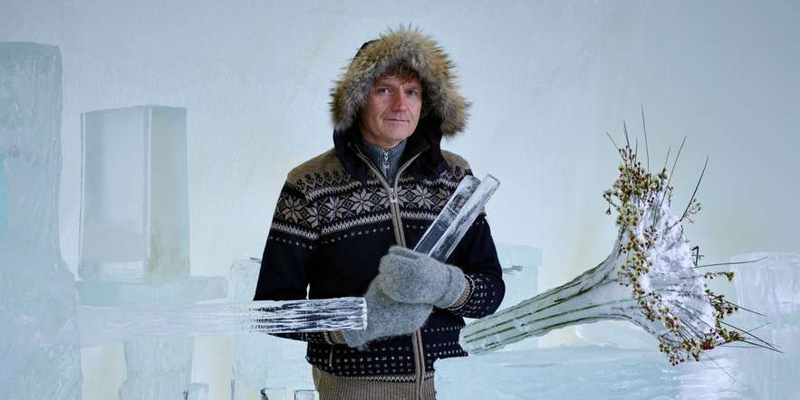 Image of Terje Isungset with ice instruments - Photography by Emile Holba