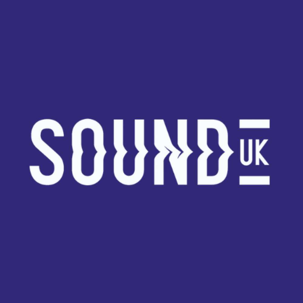 Indigo background with the Sound UK logo in white