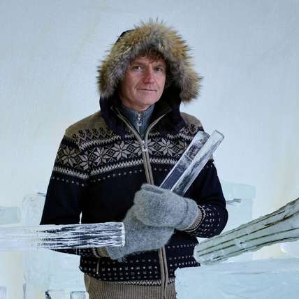 Image of Terje Isungset with ice instruments - Photography by Emile Holba