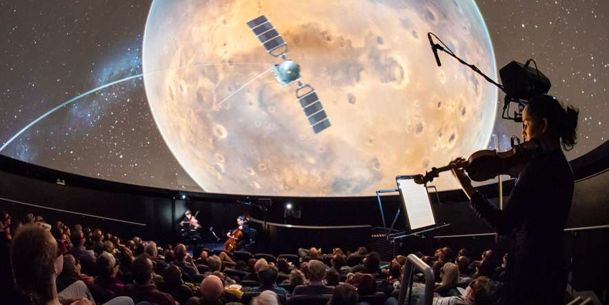 The Planets - various composers, performed by Ligeti Quartet, Bristol Planetarium. Photo by Lee Pullen.